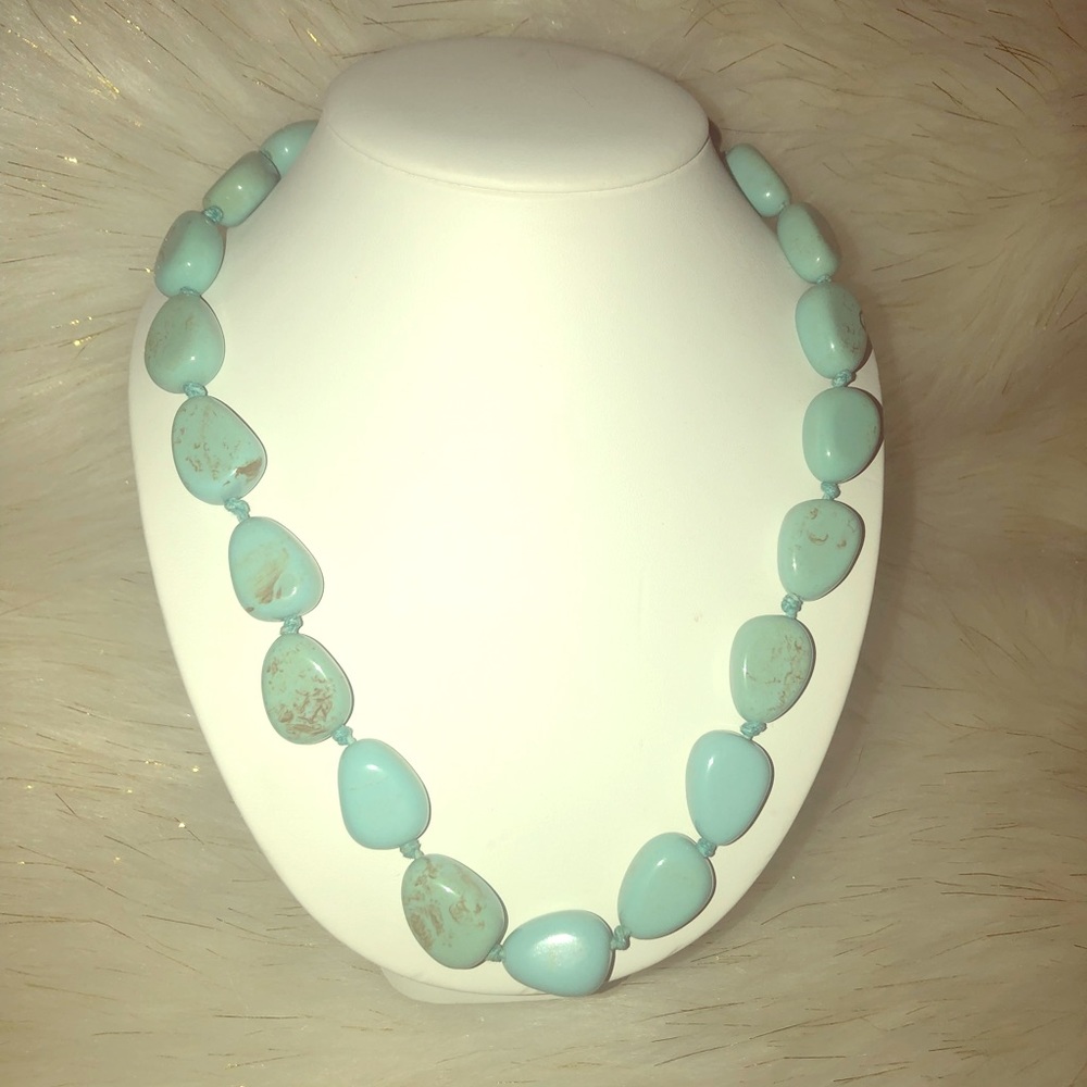 Turquoise beads with brown veins necklace